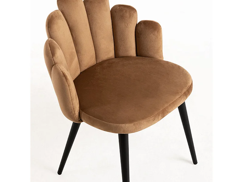 Silla original Achille de terciopelo marrón con patas de metal negro - Lote de 2