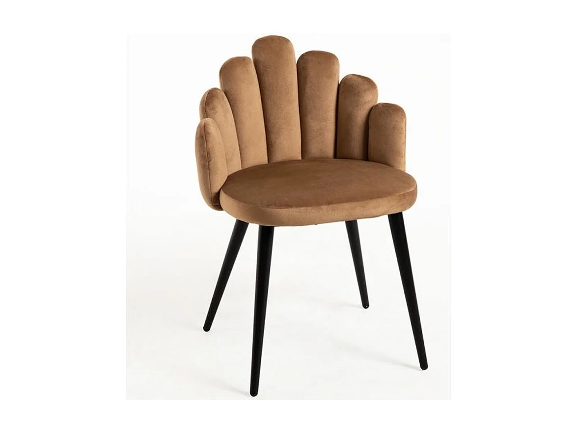 Chaise originale velours marron et pieds métal noir Achille - Lot de 2