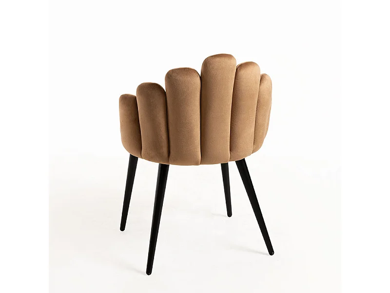 Chaise originale velours marron et pieds métal noir Achille - Lot de 2