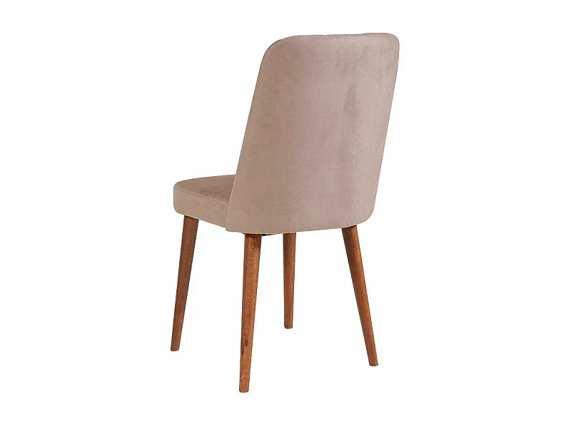 Chaise de salle à manger tissu rose pale et bois Noyer Mareva