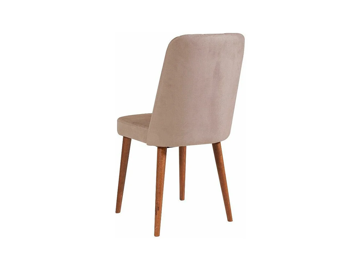Chaise de salle à manger tissu rose pale et bois Noyer Mareva