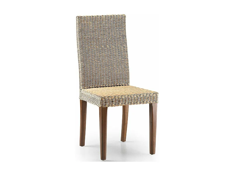 Chaise en bois massif d'acajou et rotin Mova