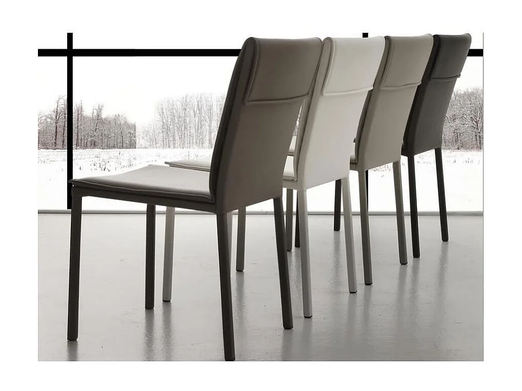 Chaise en faux cuir Jazon - Lot de 4-Couleur Noir