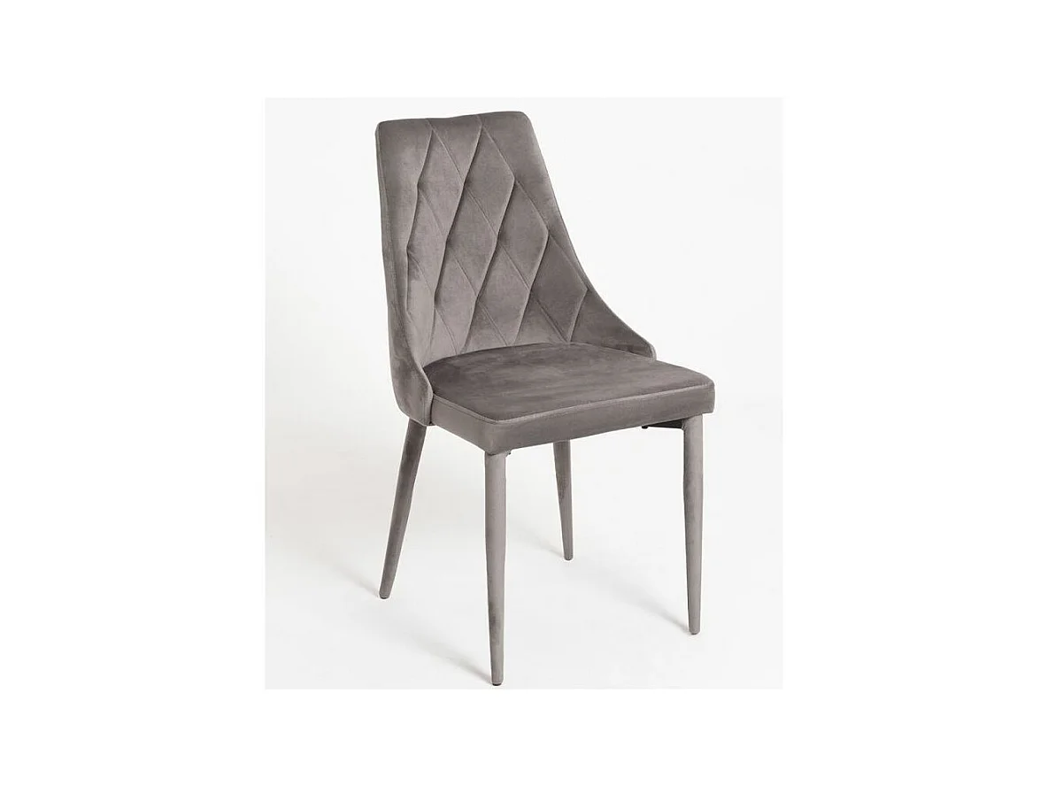 Chaise confortable velours et structure en bois gris Volki - Lot de 2