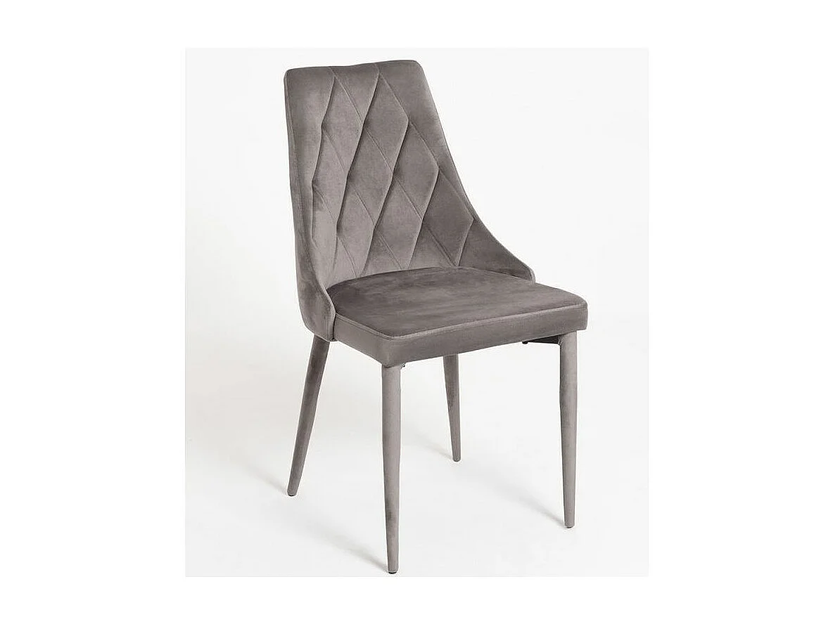 Chaise confortable velours et structure en bois gris Volki - Lot de 2