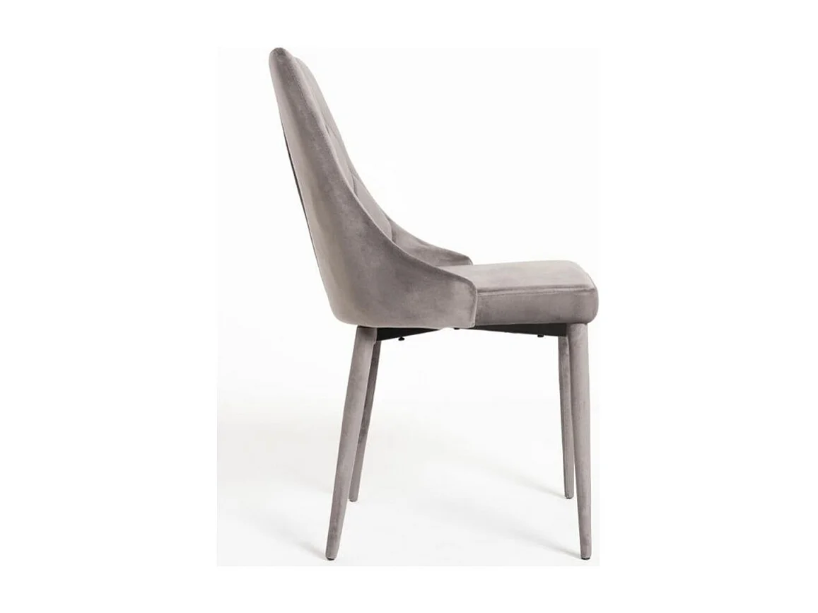 Chaise confortable velours et structure en bois gris Volki - Lot de 2