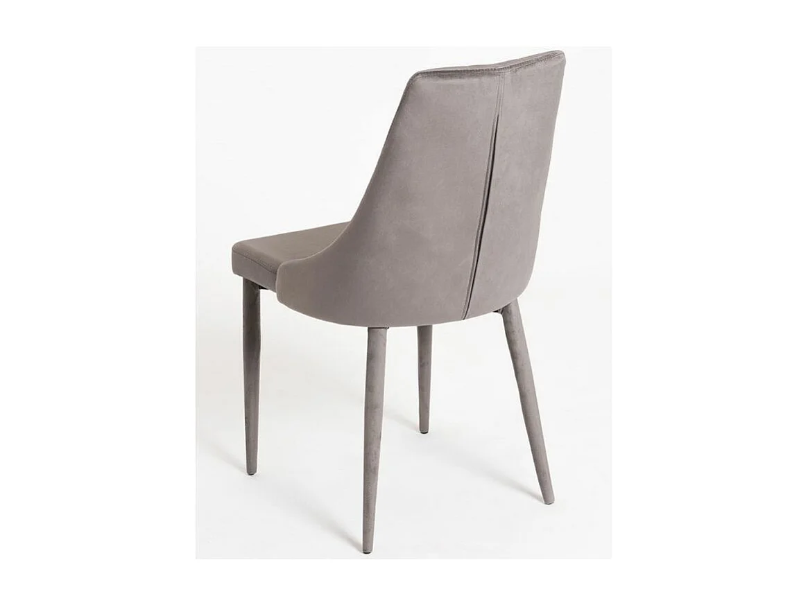 Chaise confortable velours et structure en bois gris Volki - Lot de 2