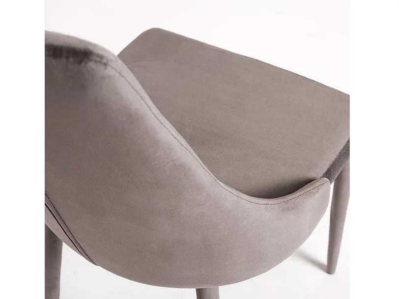 Chaise confortable velours et structure en bois gris Volki - Lot de 2