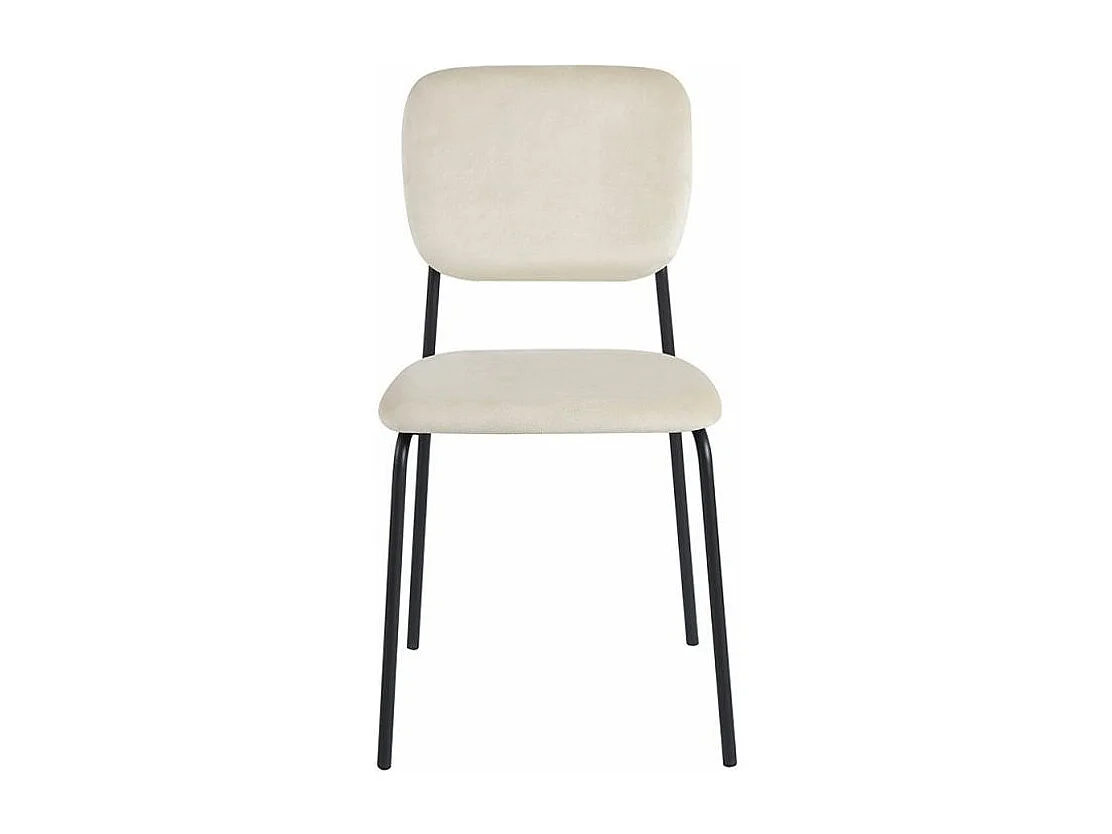 Chaise design avec assise velours crème et pieds en métal noir Kara