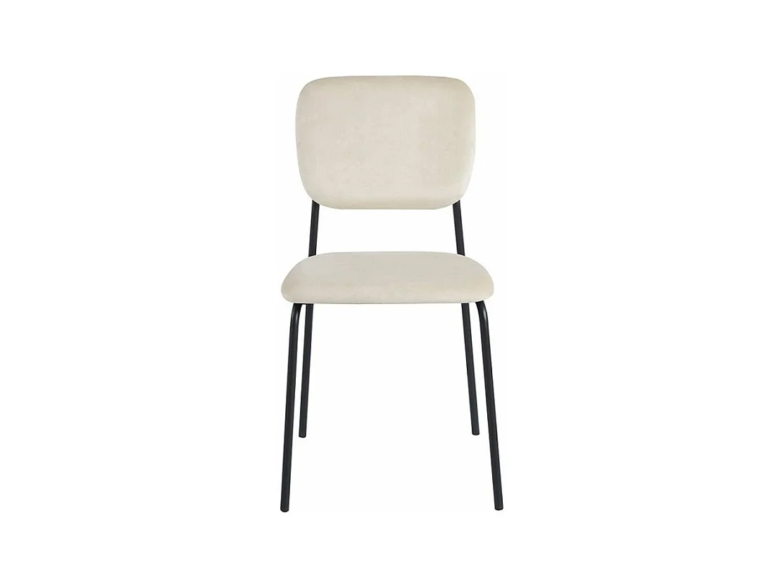 Chaise design avec assise velours crème et pieds en métal noir Kara