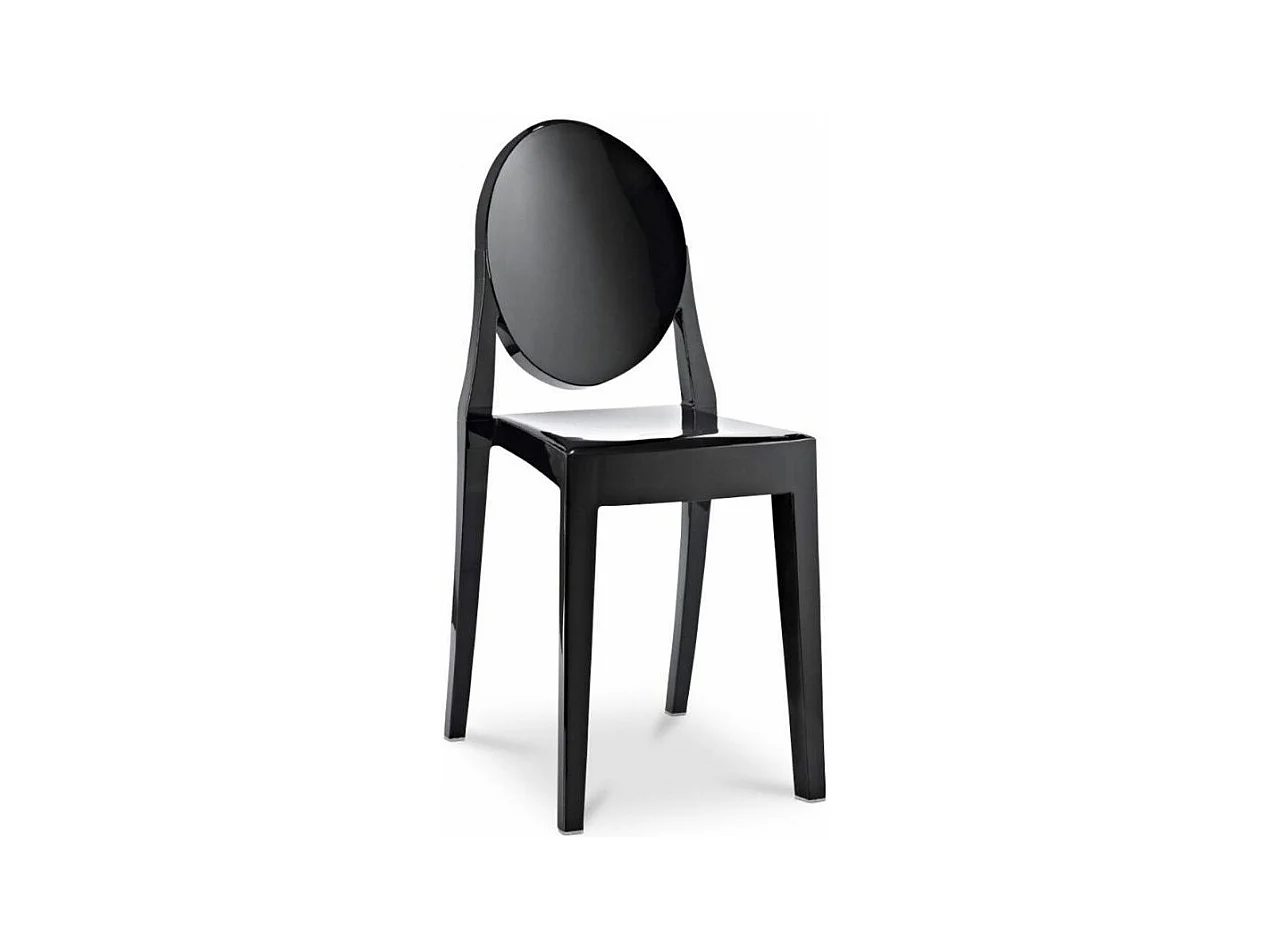 Chaise design en polycarbonate transparent ou Opaque - Collection Louiva-Couleur Noir