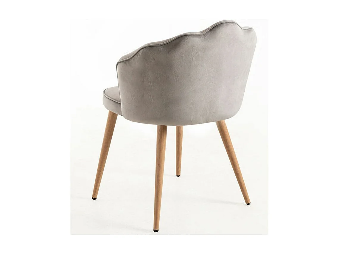 Chaise velours gris et bois naturel Lizaty - Lot de 2