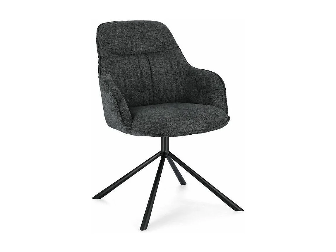 Fauteuil design tissu doux gris foncé et pieds acier noir Grawa - Lot de 2