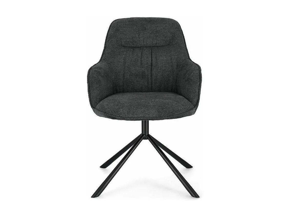 Fauteuil design tissu doux gris foncé et pieds acier noir Grawa - Lot de 2