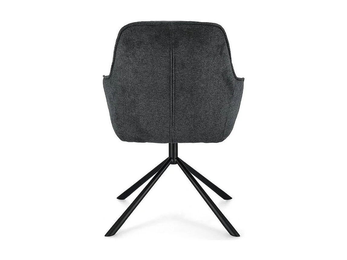 Fauteuil design tissu doux gris foncé et pieds acier noir Grawa - Lot de 2