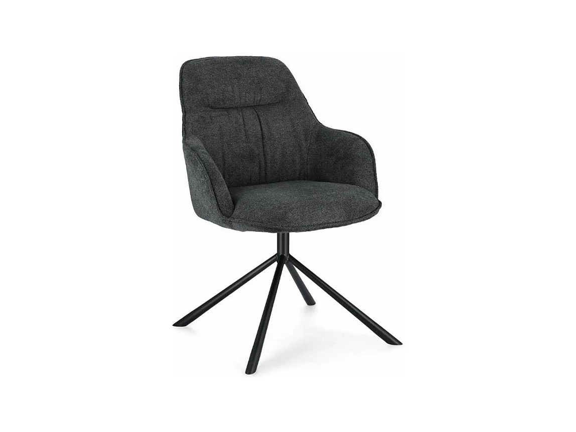 Fauteuil design tissu doux gris foncé et pieds acier noir Grawa - Lot de 2