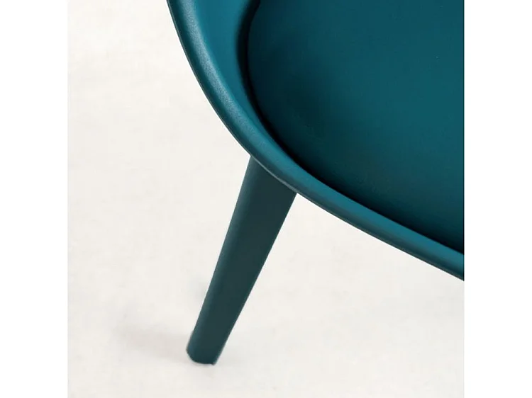 Silla moderna Arko de polipropileno y cojín de asiento de piel sintética azul pato