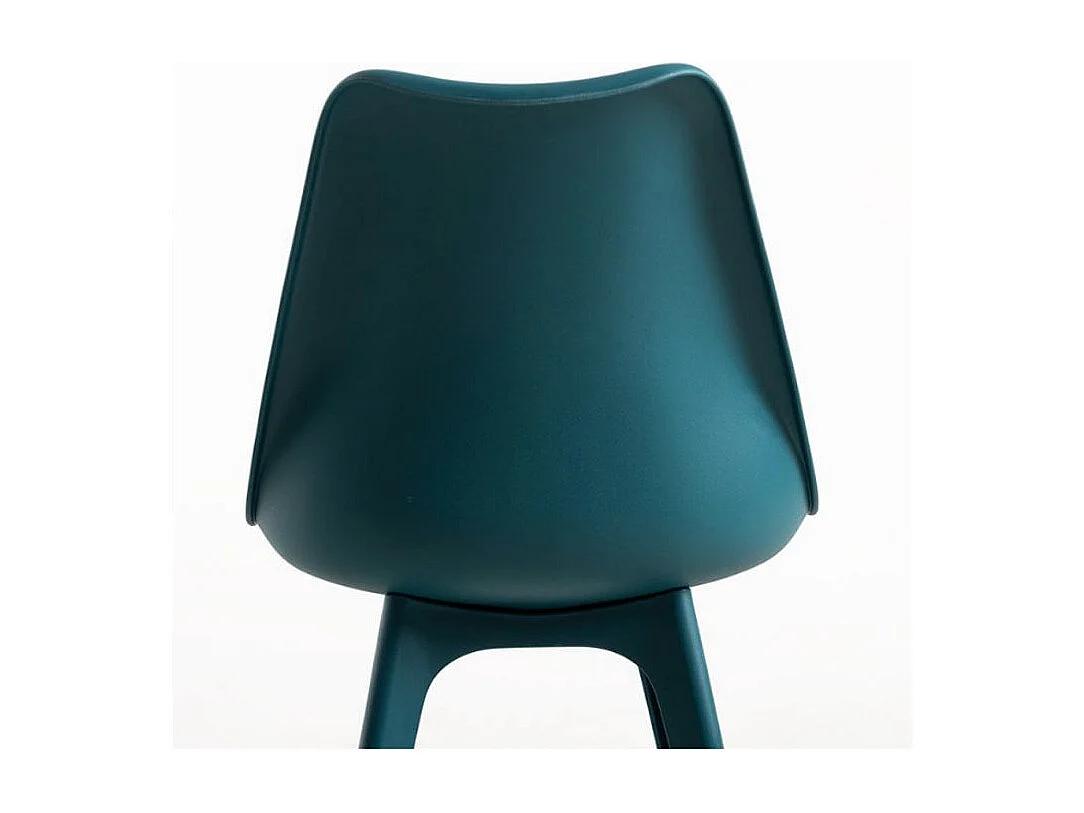 Silla moderna Arko de polipropileno y cojín de asiento de piel sintética azul pato