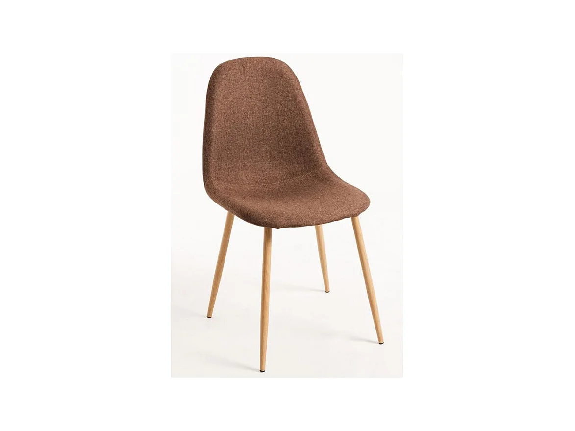 Chaise tissu marron et pieds métal effet bois naturel Kela