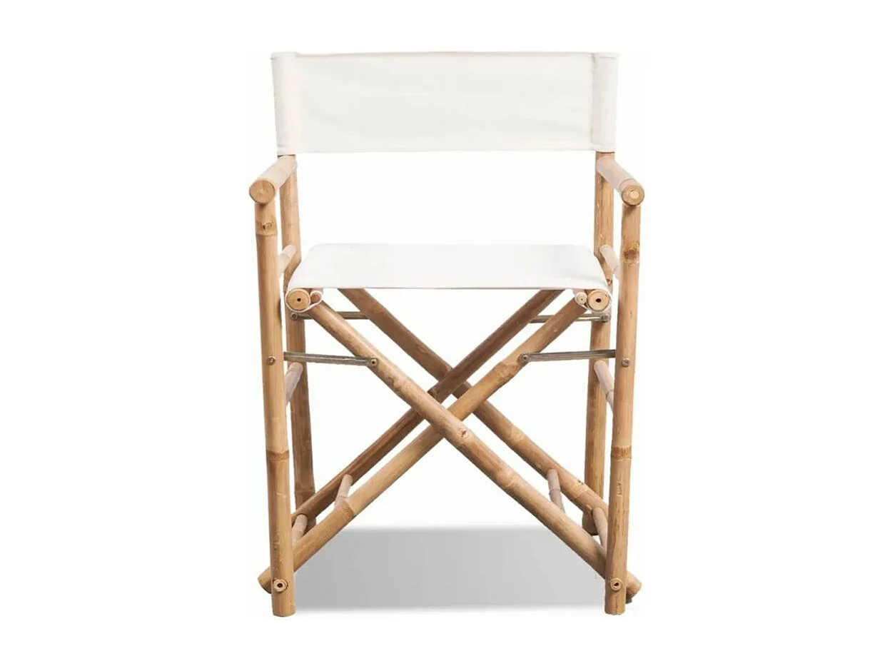 Chaise pliable toile blanc et bambou Cykat