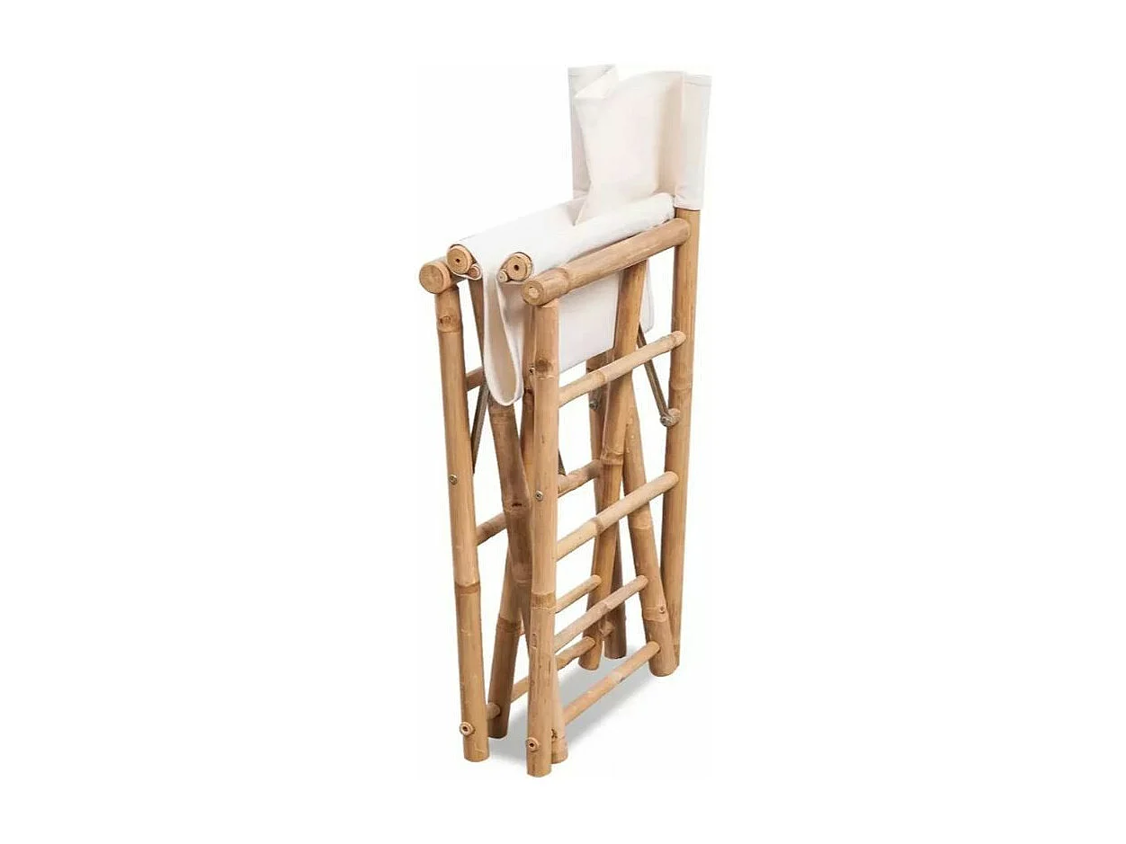 Chaise pliable toile blanc et bambou Cykat