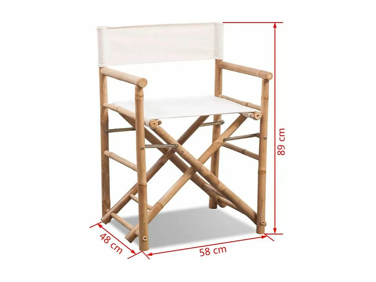 Chaise pliable toile blanc et bambou Cykat