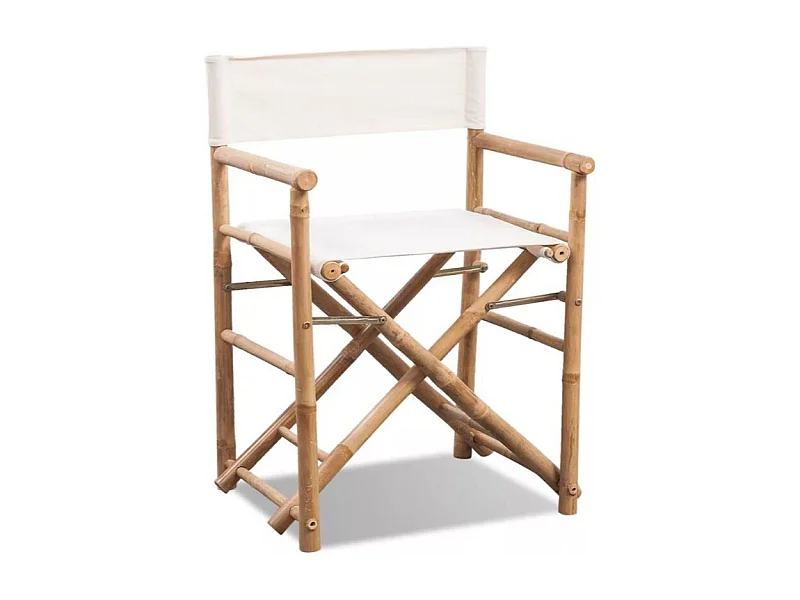 Chaise pliable toile blanc et bambou Cykat