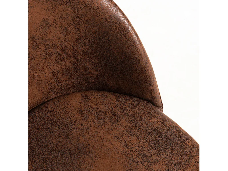 Lot de 2 chaises Kazon - Simili cuir élégant et pieds métal effet bois clair-Couleur Marron