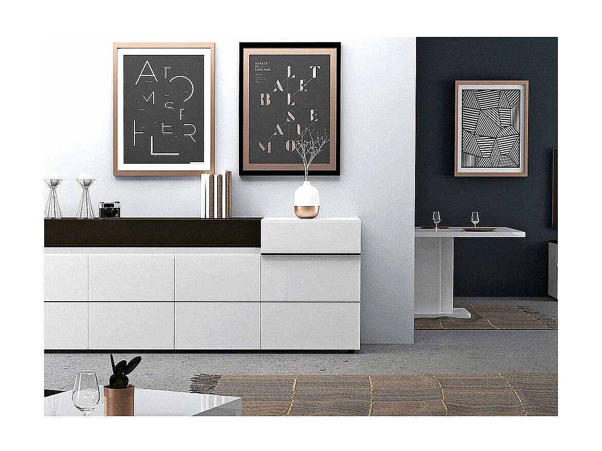 Chaise similicuir et bois laquée blanc et anthracite Koyd - Lot de 2