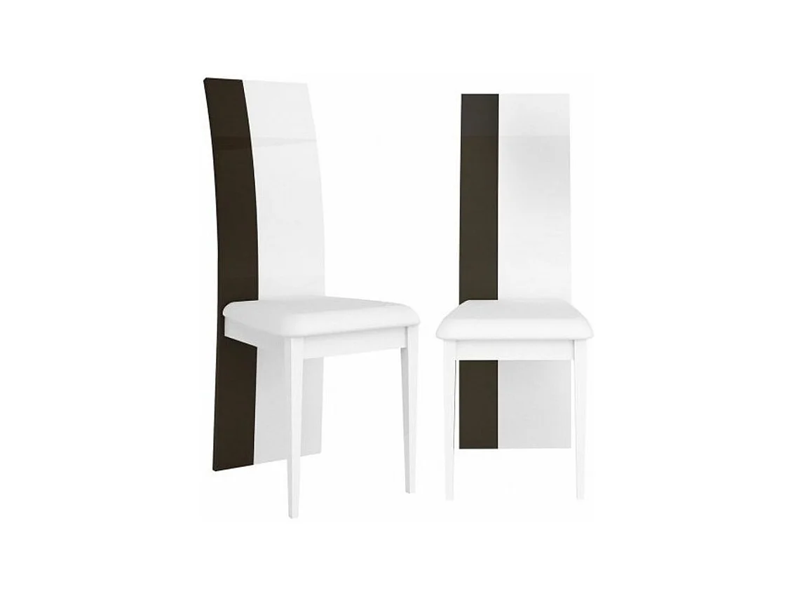 Chaise similicuir et bois laquée blanc et anthracite Koyd - Lot de 2