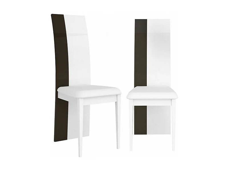 Chaise similicuir et bois laquée blanc et anthracite Koyd - Lot de 2