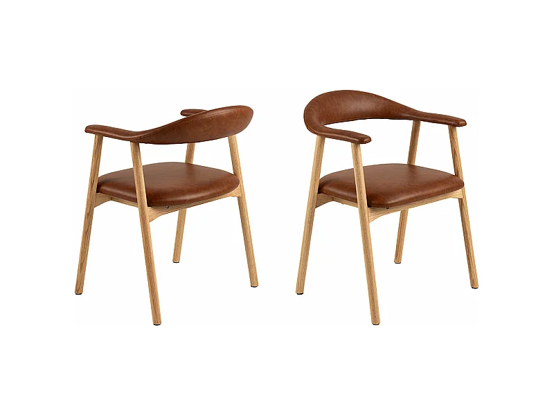 Addi Esszimmerstuhl mit Armlehne PU Kunstleder braun.