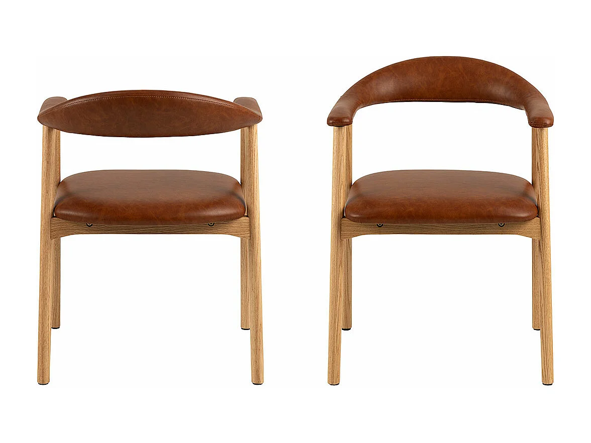 Addi chaise de salle à manger avec accoudoirs simili cuir PU marron.