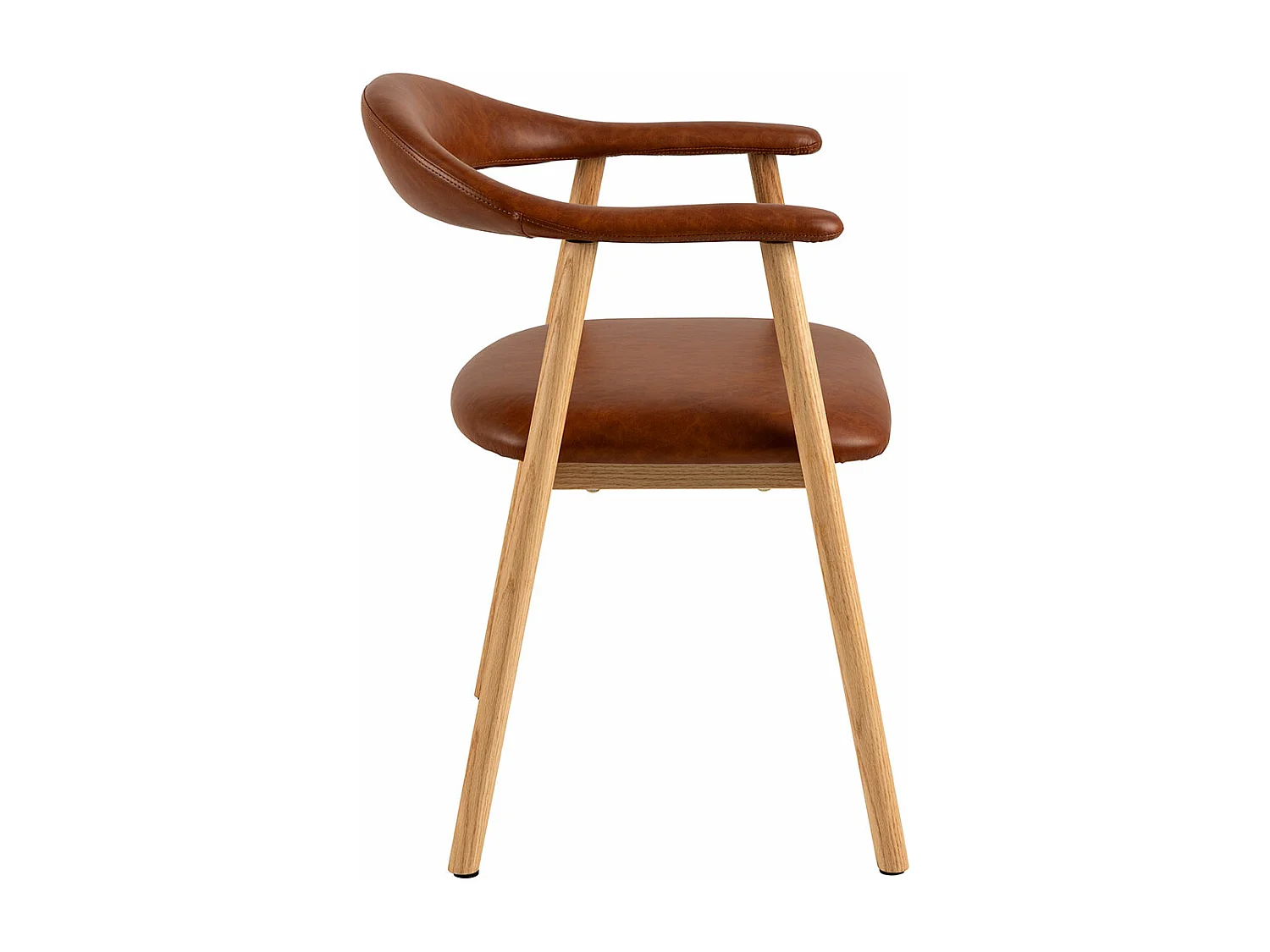 Addi chaise de salle à manger avec accoudoirs simili cuir PU marron.