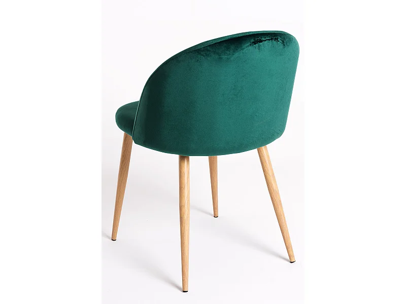 Lot de 2 chaises Kazon - Velours élégant et pieds métal effet bois clair-Couleur Vert foncé