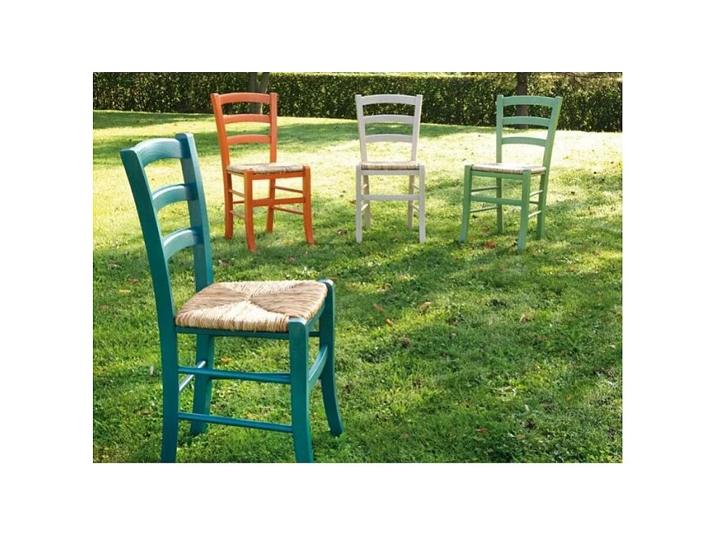 Chaise en bois de hêtre et paille Naturalia - Lot de 2-Couleur Orange