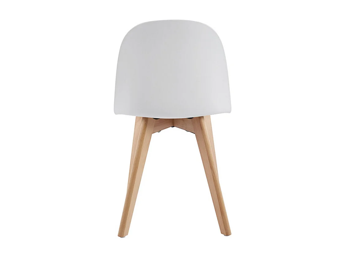 Chaise nordique naturel et blanc avec un coussin d'assise en simili cuir Dekan