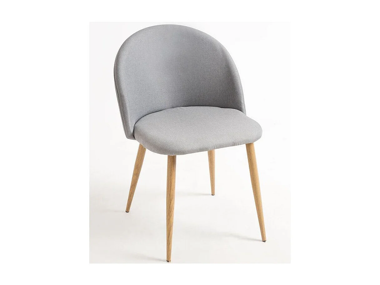 Juego de 2 sillas Kazon - Elegante tela y patas de metal efecto madera clara-Color Gris claro