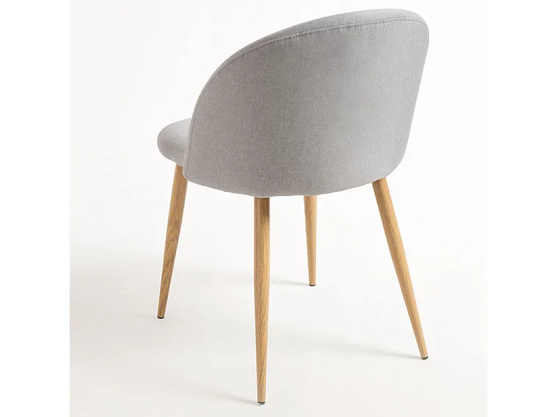 Juego de 2 sillas Kazon - Elegante tela y patas de metal efecto madera clara-Color Gris claro