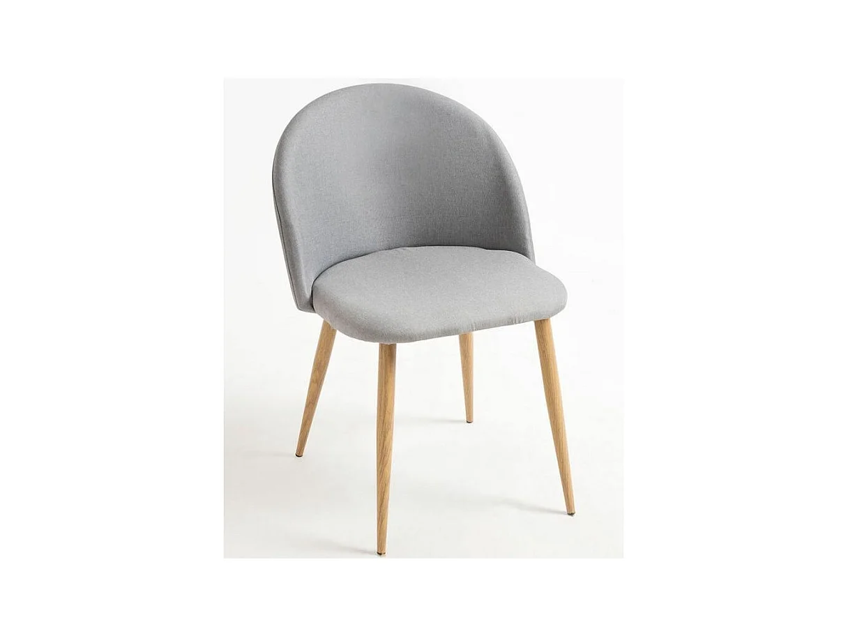 Lot de 2 chaises Kazon - Tissu élégant et pieds métal effet bois clair-Couleur Gris clair