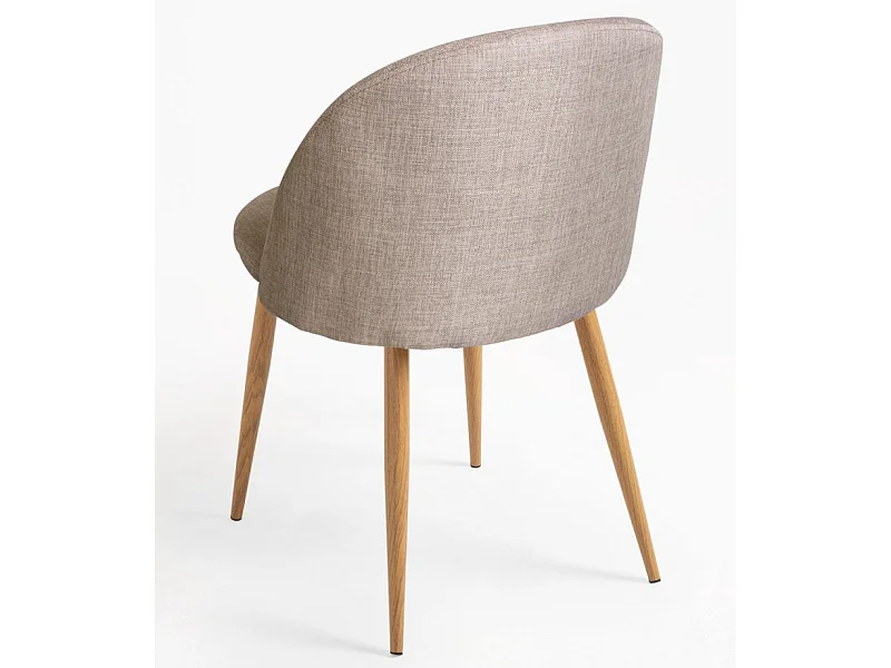 Lot de 2 chaises Kazon - Tissu élégant et pieds métal effet bois clair-Couleur Gris clair