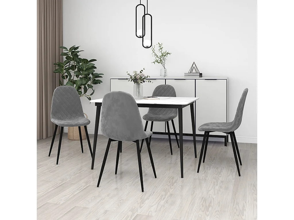 Chaises de salle à manger 4 pcs Gris clair Velours 8