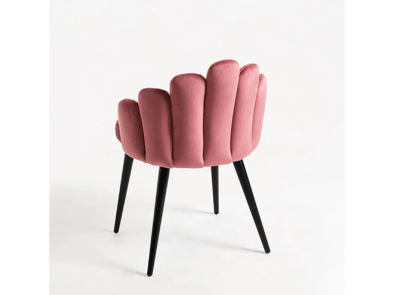 Chaise originale velours rose foncé et pieds métal noir Achille - Lot de 2