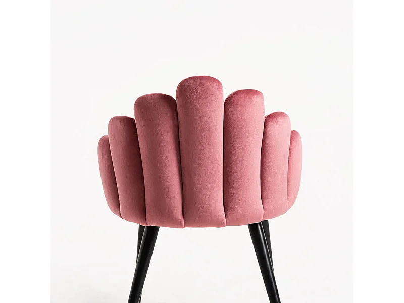 Chaise originale velours rose foncé et pieds métal noir Achille - Lot de 2