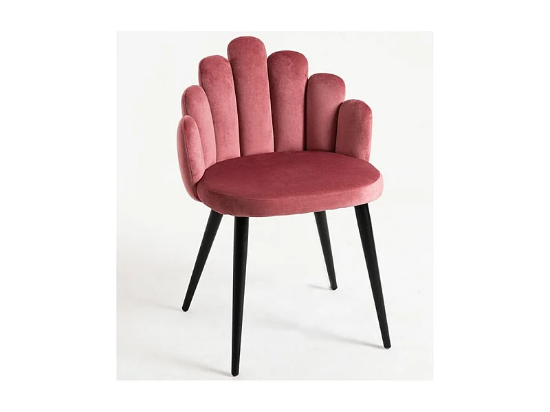 Chaise originale velours rose foncé et pieds métal noir Achille - Lot de 2