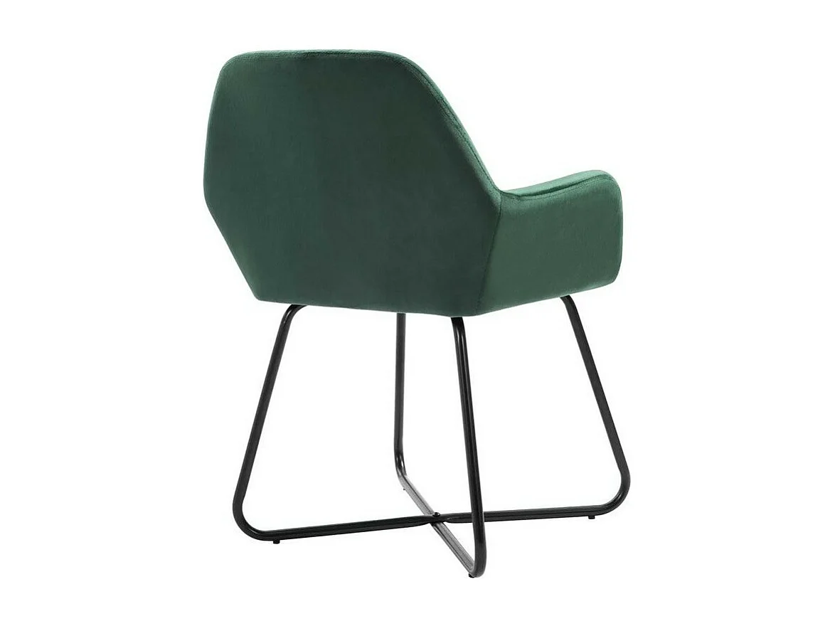 Chaise velours vert et pieds métal noir Mikee - Lot de 4