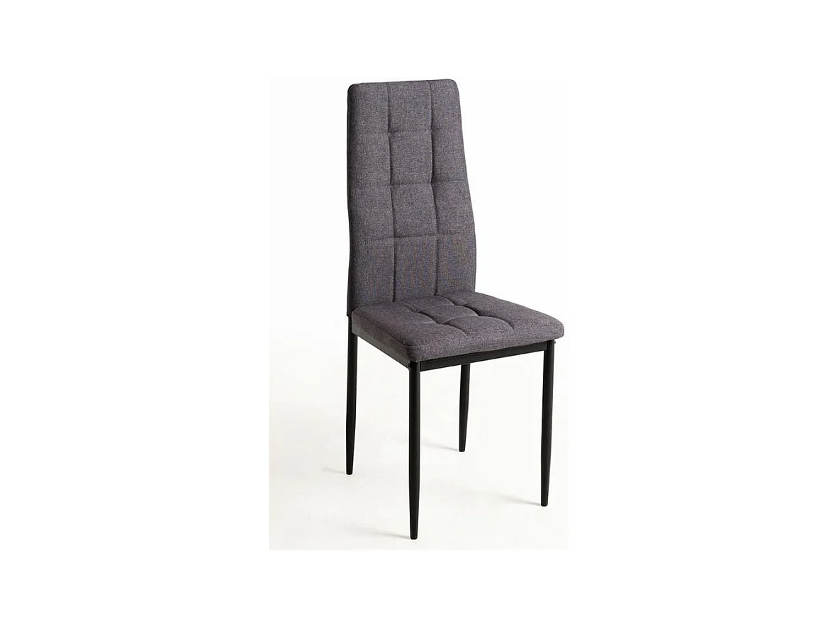 Silla Kentor acolchada de tela gris oscuro y patas de acero negro