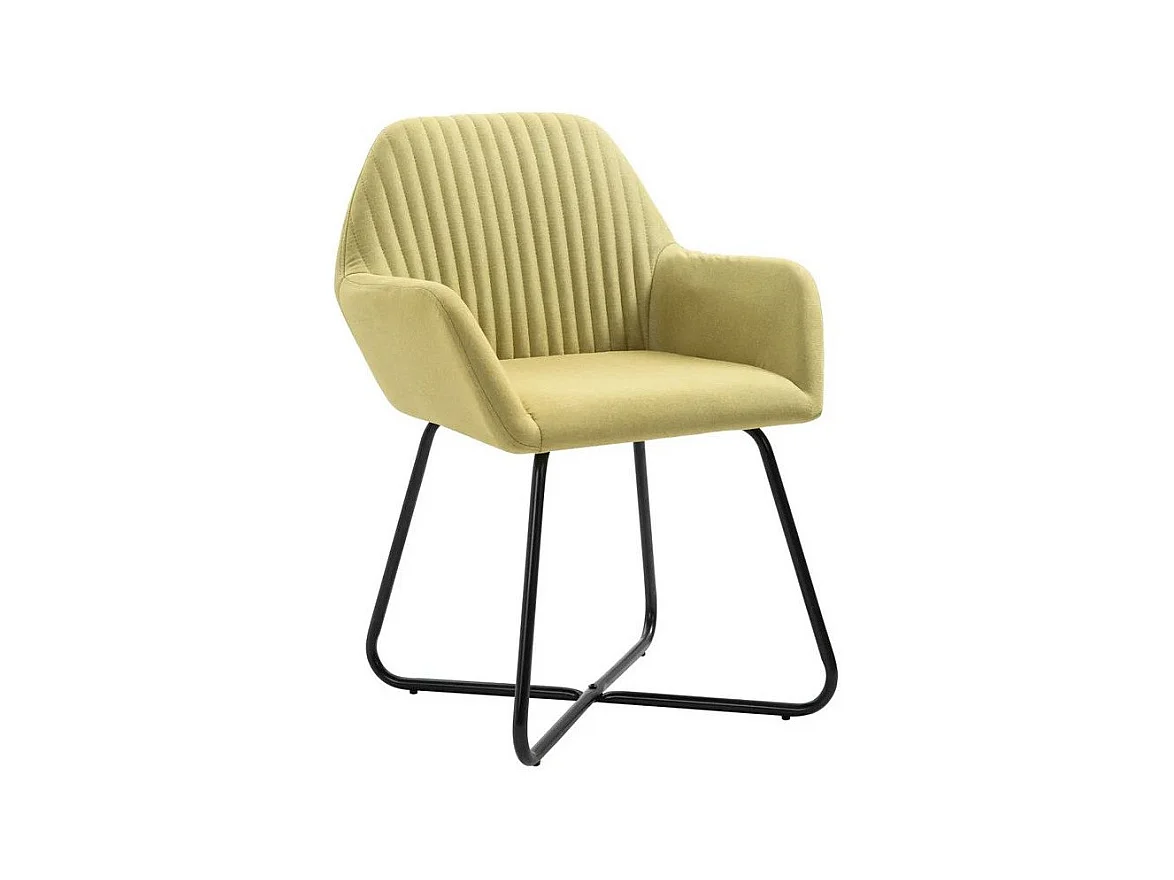 Chaise tissu vert et pieds métal noir Mikee - Lot de 4