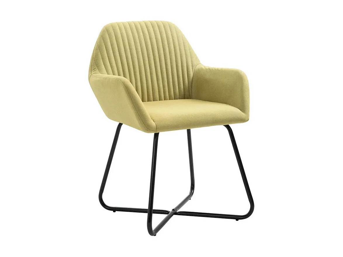 Chaise tissu vert et pieds métal noir Mikee - Lot de 4