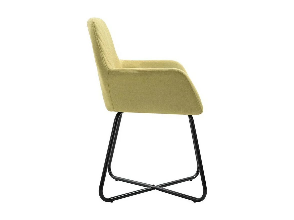 Chaise tissu vert et pieds métal noir Mikee - Lot de 4
